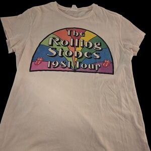 MadeWorn Cream Rolling Stones 1981 Tour Rainbow Graphic Tee. Size Large.
